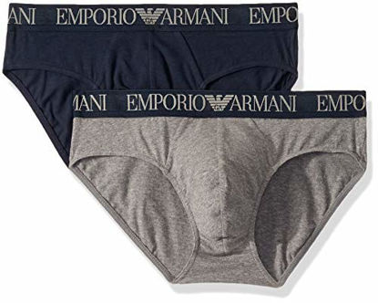 Picture of Emporio Armani Men's Endurance 2-Pack Brief, Marine/Dark Gray Melange, L