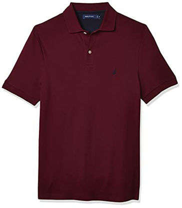 Picture of Nautica Men's Classic Fit Short Sleeve Solid Soft Cotton Polo Shirt, Royal Burgundy, 5X Big