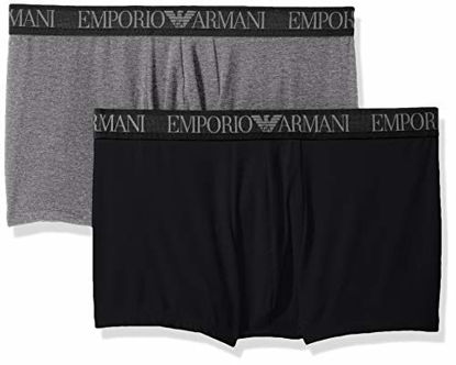 Picture of Emporio Armani Men's Endurance 2-Pack Trunk, Black/Dark Gray Melange, XL