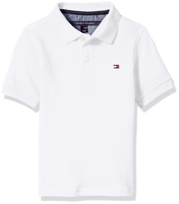 Picture of Tommy Hilfiger Boys' Big Short Sleeve Stretch Collared Polo Shirt, for Everyday Wear or Dressing Up, Ivy White, X-Large