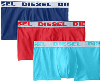 Picture of Diesel Men's 3-Pack Shawn Stretch Boxer Trunk, Red/Turquoise/Navy, X-Large