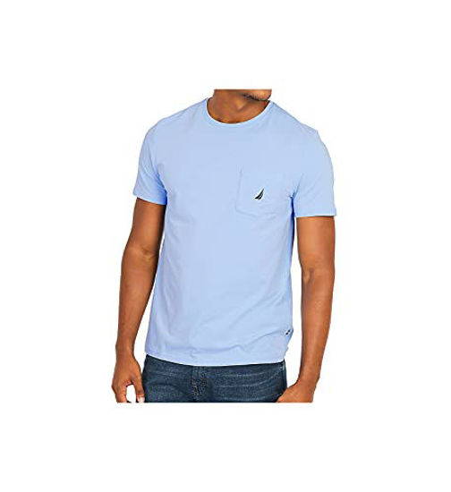 nautica men's solid crew neck short sleeve pocket t shirt