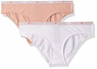 Picture of Emporio Armani Women's Stretch Cotton 2-Pack Brief, White/Pink, L