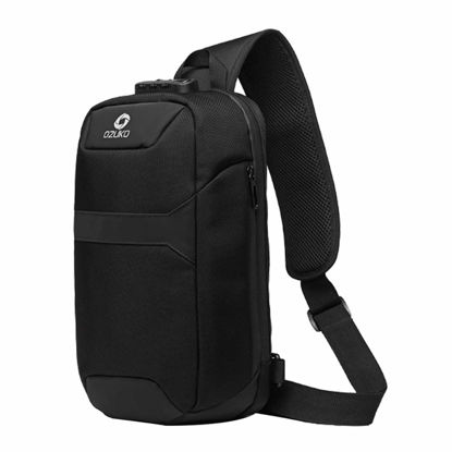 Picture of OZUKO Sling Backpack USB Anti-Theft Men'S Chest Bag Casual Shoulder Bag (Black 2)