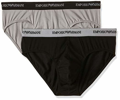 Picture of Emporio Armani Men's Stretch Cotton Classic Logo Brief, Black/Grey, X-Large