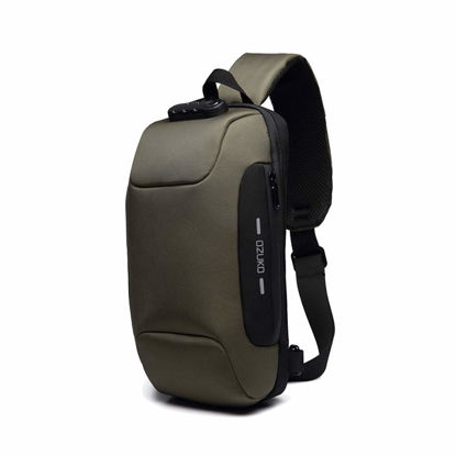 Picture of OZUKO Sling Backpack USB Anti-Theft Men'S Chest Bag Casual Shoulder Bag (Army Green)