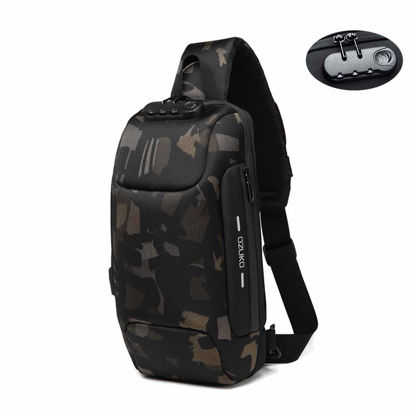 Picture of OZUKO Sling Backpack USB Anti-Theft Men'S Chest Bag Casual Shoulder Bag (Camouflage-large)
