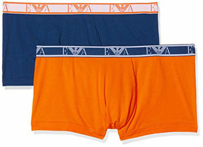 Picture of Emporio Armani Men's Monogram 2-Pack Trunk, Blue/Orange, Large