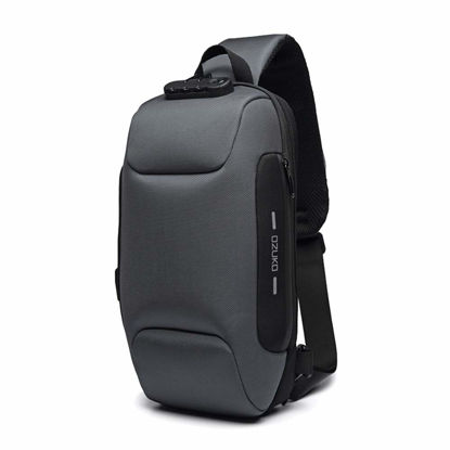 Picture of OZUKO Anti Theft Sling Bag Men Crossbody Shoulder Backpack Waterproof Chest Bag Travel Casual Daypack with USB Charging Port (Dark gray)