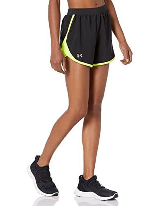 Picture of Under Armour Women's Fly By 2.0 Running Shorts , Black (020)/High-Vis Yellow , Medium