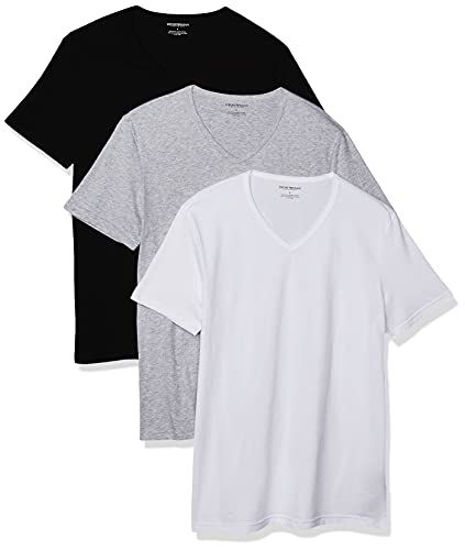 Picture of Emporio Armani Men's Pure Cotton Men's 3 Pack V-neck T-shirt Shirt, -grey/white/black, X-Large