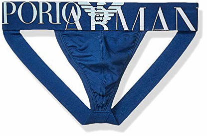 Picture of Emporio Armani Men's Mega Logo Jockstrap, Bluette, Extra Large