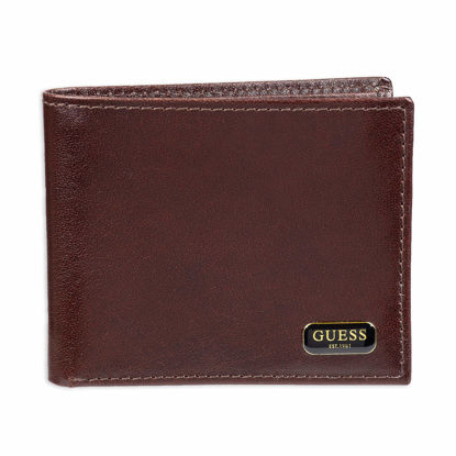 Picture of Guess Men's Leather Passcase Wallet, Brown Chavez, One Size