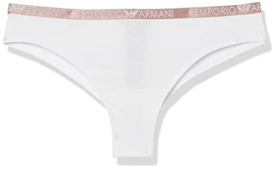 Picture of Emporio Armani Women's Basic Cotton Bi-Pack Brazilian Brief, White, X-Large