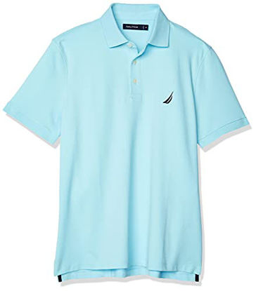 Picture of Nautica Men's Short Sleeve Solid Stretch Cotton Pique Polo Shirt, Bright Aqua, X-Large