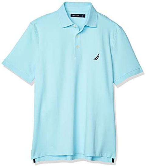 Picture of Nautica Men's Short Sleeve Solid Stretch Cotton Pique Polo Shirt, Bright Aqua, X-Large