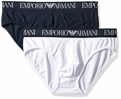 Picture of Emporio Armani Men's Endurance 2-Pack Brief, Marine/White, Small
