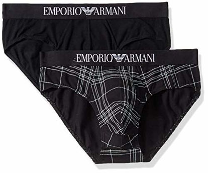 Picture of Emporio Armani Men's Pattern Mix 2-Pack Brief, Check Black/White/Black, S