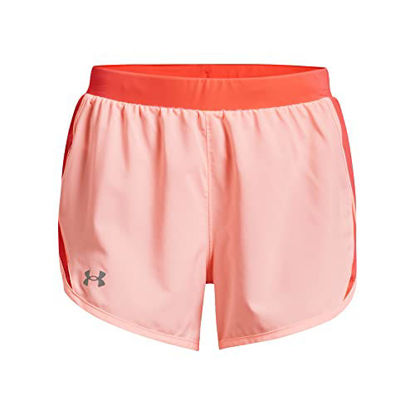 Picture of Under Armour Women's Fly By 2.0 Running Shorts , Pink Sands (981)/Reflective , XX-Large