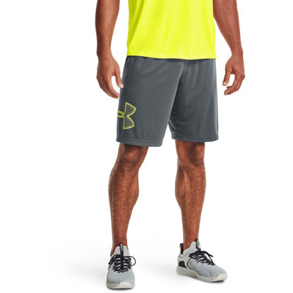 Picture of Under Armour mens Tech Graphic Shorts , Pitch Gray (014)/High-Vis Yellow , 5X-Large Tall