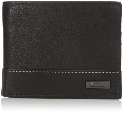 Picture of Guess Men's Leather Passcase Wallet, Black/White, One Size