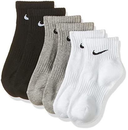 Picture of Nike Everyday Cushion Ankle Training Socks (3 Pair), Men's & Women's Ankle Socks with Sweat-Wicking Technology, Multi-Color, Large