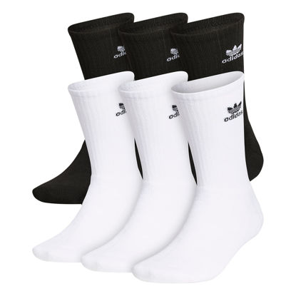 Picture of adidas Originals unisex-adult Trefoil Crew Socks (6-Pair), White/Black, Medium