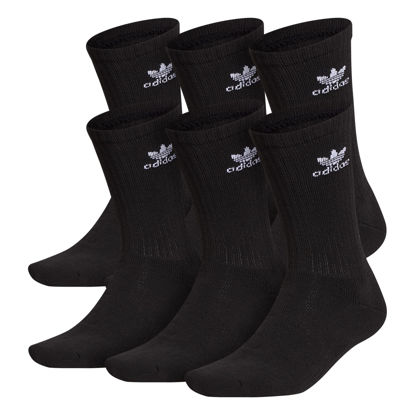 Picture of adidas Originals unisex-adult Trefoil Crew Socks (6-Pair), Black, Medium