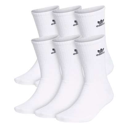 Picture of adidas Originals unisex-adult Trefoil Crew Socks (6-Pair), White, Medium