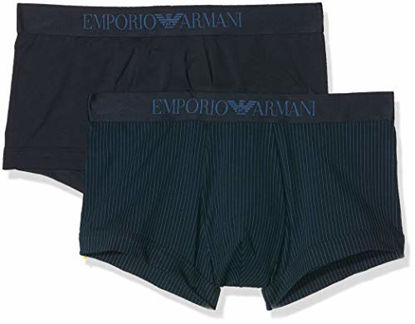Picture of Emporio Armani Men's Pattern Mix 2-Pack Trunk, Stripe/Marine, Small