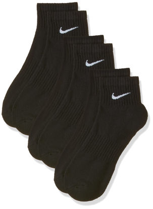 Picture of Nike Everyday Cushion Ankle Training Socks (3 Pair), Men's & Women's Ankle Socks with Sweat-Wicking Technology, Black/White, Small