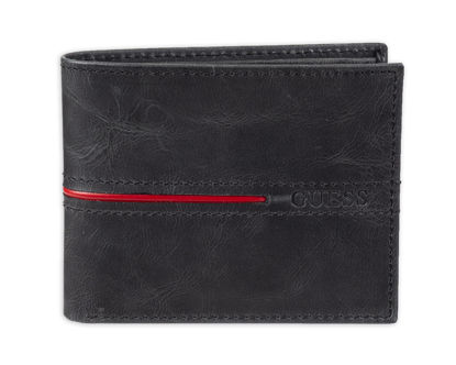 Picture of Guess Men's Leather Passcase Wallet, Black Matheus, One Size