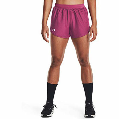 Picture of Under Armour Women's Fly By 2.0 Running Shorts , Pink Quartz Full Heather (678)/Polaris Purple , Small