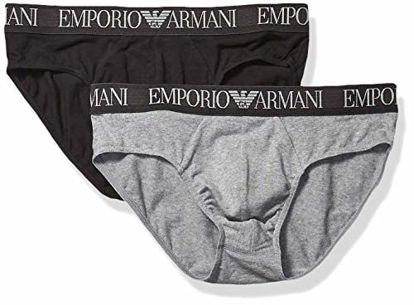 Picture of Emporio Armani Men's Endurance 2-Pack Brief, Black/Dark Gray Melange, XL