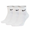 Picture of Nike Everyday Cushion Ankle Training Socks (3 Pair), Men's & Women's, with Sweat-Wicking Technology, White/Black, Small