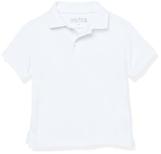 GetUSCart Nautica boys School Uniform Short Sleeve Performance Polo Shirt White 18 20 US