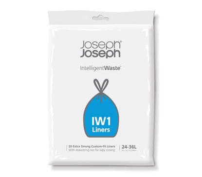 Picture of Joseph Joseph Intelligent IW1 General Waste Liners Custom Fit Bags for Totem 24 to 36 Liter/6.3 to 9.5 Gallon, 20-Pack, Black