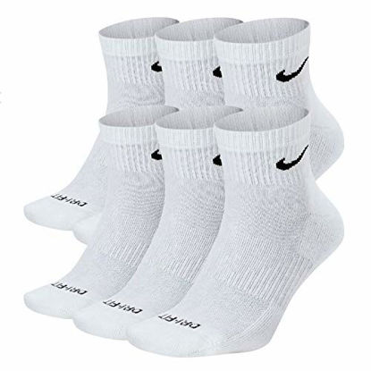 Picture of NIKE Plus Cushion Socks (6-Pair) (M (Men's 6-8 / Women's 6-10), Ankle(Quarter) White)