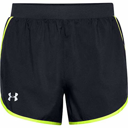 Picture of Under Armour Women's Fly By 2.0 Running Shorts , Black (010)/Green Citrine , Small