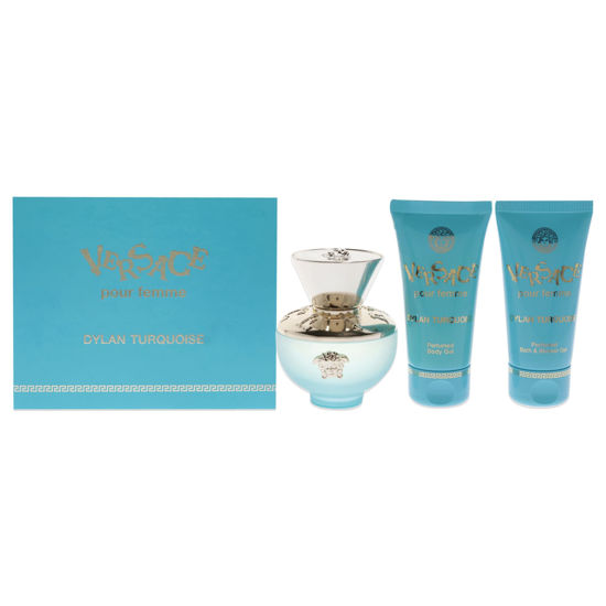 Versace Dylan Turquoise 1.7oz EDT Spray 1.7oz Perfumed Body Gel 1.7oz Bath and Shower Gel Women 3 Pc Gift Set