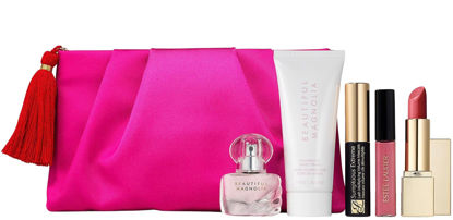 Picture of Estee Lauder 6 PC Beautiful Magnolia perfume body lotion lip gloss mascara Holiday 2022 Set