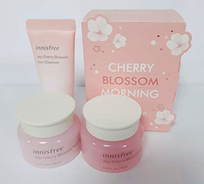Picture of INNISFREE.INNISFREE Jeju Cherry Blossom Miracle Dewey Morning Kit Tone Up Cream (20ML) Jelly Cream (20ML) Weak Acid Jam Cleanser (20G)
