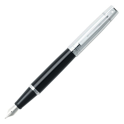 Picture of Sheaffer 300 Glossy Black Fountain Pen with Bright Chrome Cap, Chrome-Plated Trim, and Fine Nib