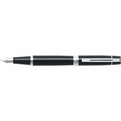 Picture of Sheaffer 300 Glossy Black Fountain Pen with Chrome-Plated Trim and Medium Nib