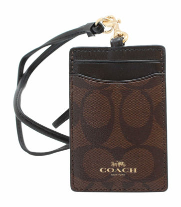 Picture of Coach Signature PVC Lanyard ID Badge Card Holder (Brown/Black)