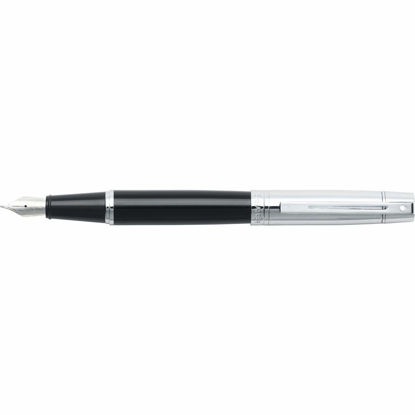 Picture of Sheaffer 300 Glossy Black Fountain Pen with Bright Chrome Cap, Chrome-Plated Trim, and Medium Nib