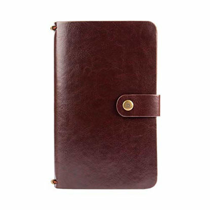 Picture of Travel Journal Notebook | Faux Leather-Plain & Lined | Perfect for Writing,Gifts,Travelers | Refillable,Replacable,Quikfill Notebook,Handy,Expandable | Wine-72 pages (8"X5")-Pennline Quikrite