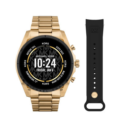 Picture of Michael Kors Gen 6 Bradshaw Gold-Tone Stainless Steel Smartwatch with Strap Set