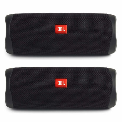 Picture of JBL Flip 5 Waterproof Portable Wireless Bluetooth Speaker Bundle - (Pair) Black