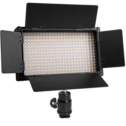 Picture of Polaroid 350 LED On Camera Video Light -w/ Variable Color Temperature & Brightness Dimmers, Dual Charger w/ Li-Ion Batteries, Power Adapters, Barn Doors, Ball Head, Diffuser & Carry Bag